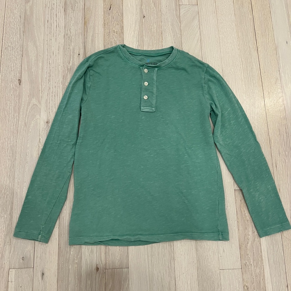 Crewcuts J.Crew Forest Green Long Sleeve Henley Cotton T-Shirt Boys Size L 11/12